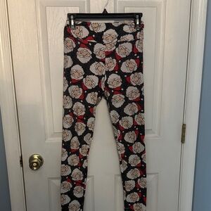 LuLaRoe Festive Santa Leggings - Gray and Red